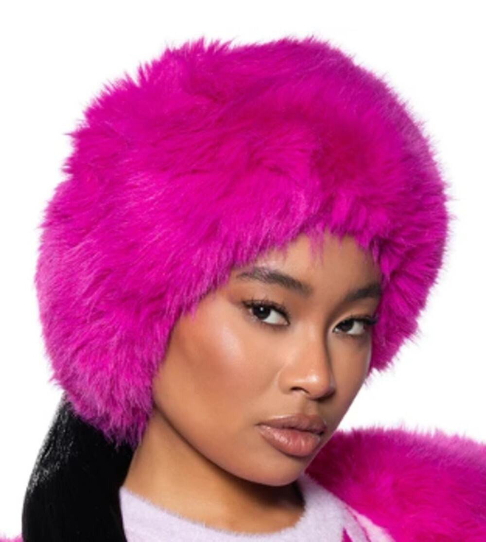 Akira Hot Pink Luxe Jenny Faux Fur Headband One Size NEW
